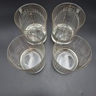 Lot 4 Vintage Culver Glass Devon Gold 22k Vertical Stripe Rocks Glasses Signed