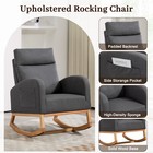 Rocking Chair Nursery  Modern Rocking Armchair With High Backrest   Side Pocket