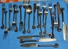 Vintage Pottery Barn Fiddlehead - Fern Black Iron Stainless Steel Flatware 21pcs