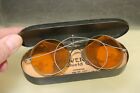 Antique Early 1900s Willson Universal Side Shield Amber Glasses Goggles W  Case