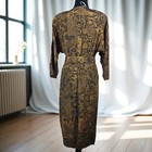 Positive Influence Vintage Paisley Midi Dress Woman Medium Button Front Belted
