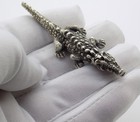 Vintage Mexican Handmade Genuine Silver Crocodile   Alligator Figurine Miniature