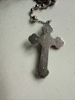 Vtg Sterling Fancy Crucifix Cross   Metal Rosary Bead 20    L  Silver Tone Beads