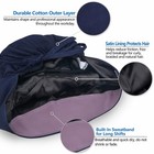 Satin Lined Bouffant Scrub Cap With Buttons Sweatband Navy Blue Women