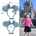 Disney  Parks  Minnie Mouse Frozen Arendelle Aqua Sequin Ears Headband Us Lovely
