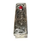 Vintage Italy 800 Silver Ornate Lipstick Case Holder Mirrored Lid  W  Stone