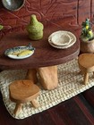 Dollhouse Miniature Traditional Shiwilu Table 2 Stools Indigenous Native Peru