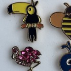 Cute Animal Enamel Pin Lot - Toucan Bee Blue Whale Rhinestone Flamingo Set Of 4
