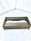 Mid Century Tissue Box Cover Hollywood Regency Gold Metal Filigree Footed 10x5x3