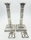 Pair 8 75  Victorian Column Candlesticks Sterling Silver Sheffield 1889