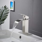Bathroom Sink Faucet Brushed Nickel Single Handle Waterfall Vanity Basin Mixer