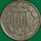 1881 Three Cent Nickel Almost Uncirculated Au Coin  46409