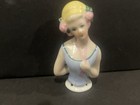 Antique Porcelain Blonde Victorian Half Doll Pin Cushion Doll German     3   