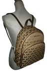 Michael Kors Abbey Mk Signature Md Zip Backpack Bag Beige Ebony Java  378 Msrp 