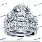 Real 925 Sterling Silver 5 00ct Round Cut Moissanite Engagement Wedding Ring Set