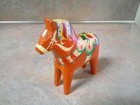 Vintage Swedish Painted Carved Folk Art Orange Dala Horse 4 