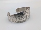 Vintage Northwest Coast Haida Sterling Silver Bird Stamped Cuff Bracelet 30g Sz