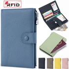 Leather Passport Holder Slim Billfold Rfid Wallet Credit Card Cash Holder Travel
