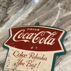 Rare Vintage Original Fishtail Coca Cola Metal Sign Calendar