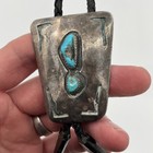 Vintage Native American Sterling Silver Bolo Tie Turquoise Bennett C31 Navajo