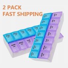  2 Pack Weekly Pill Box Organizer Twice A Day Organizer Case Medicine 7 Day Ampm