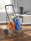 Mainstays Metal 1 Compartment Rolling Metal Shopping   Utility Cart - Black