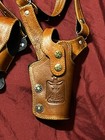 Iraqi Leather Brown Shoulder Holster With Magazines Holder