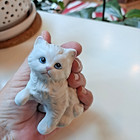 Persian Cat Figurine Kitty Kitten White Porcelain Blue Eyes 70s Vintage 3 