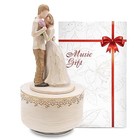 Music Box Gifts couple Hugging Sculpted Statue hand-painted Collectible Lovers
