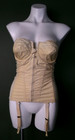 Vntg 1950s Goddess Corset Push-up Size 36 Rose Beige 6 Garters Embroidered Cups