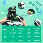 Inline Skates For Kids 4 Size Adjustable Light-up Wheels Aluminum Frame Black   