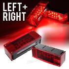 Left right Led Waterproof Red Trailer Boat Rectangle Stud Stop Turn Tail Lights