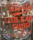 Vtg Minter s Log Cabin Fudge 1 Cent Glass Display Jar Countertop W  Lid Read