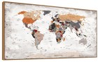 Large World Map Wall Art  Framed Canvas Print  Office World Map Wall Decor Ma   