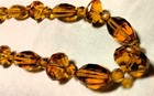 Antique Czech Art Deco Era Amber Faceted Glass Beads Beaded Necklace