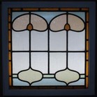 Edwardian Old English Leaded Stained Glass Window Abstract 22 3 4  X 23 1 4 
