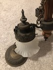 Vintage Pan Style Ceiling Light Fixture Chandelier Metal Arms Frosted Glass Shad