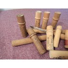 Vintage Wooden Needle Cases Lot Of 14 Tubes With Needles Advertising Sewing