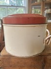Rare Antique Vintage Red   Cream Metal Cake Cakes  Tin tala england hinged 