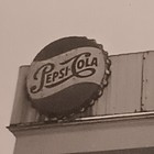 Lot Of 2 Photographs Of Pepsi Cola One Dot Bottle Cap Sign  Kitty Hawk Ice  1955