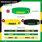 Lenwen 48 Pcs Multicolor Jamaican Country Flag Silicone Bracelet Jamaica Souv   