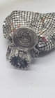 Vintage Chatelaine Silver Mesh Coin Purse Compact Expanding Frame Enamel Accent