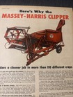 1952 Massey Harris Clipper Combine Ad Vintage Antique Tractor 