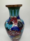 Vintage Antique Chinese Cloisonne Vase W  Multicolor Floral Decoration