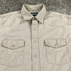 Vintage Wrangler Shirt Mens 16 5x34 Beige Heavy Twill Western Cowboy Workwear