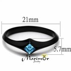 Women s Princess Cut Sea Blue Cz Stainless Steel Black Engagement Ring Size 5-10