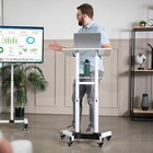 White Mobile 24  Height Adjustable Rolling Podium  Lectern  Laptop Workstation