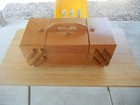 Vtg Wood Accordion Fold Out Sewing Box Basket Dove Tailed Drawer Romania 3 Tier