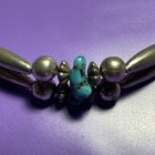 Vintage Navajo Silver Turquoise Handmade Bench Bead Liquid Silver Bracelet