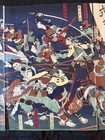 Yoshitoshi 1873 Original Japanese Woodblock Print Triptych Battle Daijuji